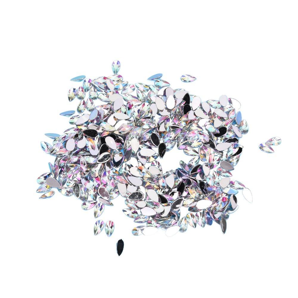 

500pcs 8x13MM Drop Shaped Rhinestones Clear White AB DIY Rhinestones Flat Back Without Hole Acrylic Rhinestones for Crafts