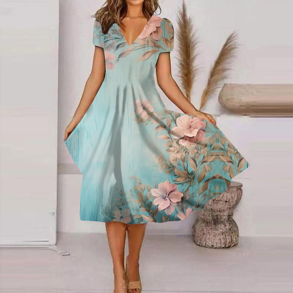 Rochii Casual De Vara Pentru Femei, Rochie Tricou cu Maneca Scurta Leagan