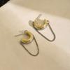 Gold Silver Double Layer Earrings Two-tone Design Geometric Earrings  Women's Jewelry