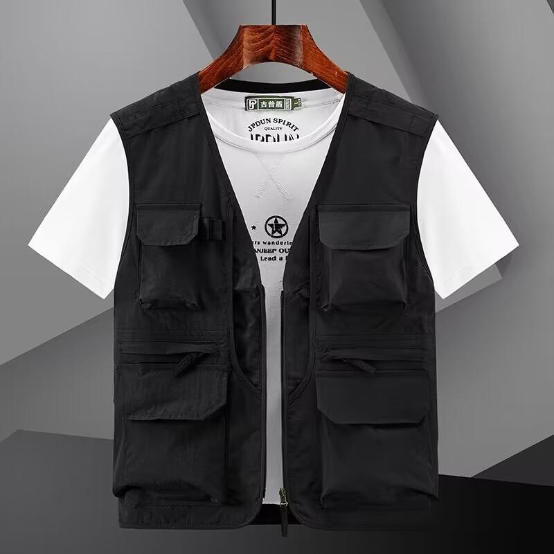 Vest Herre Middelaldrende japansk og koreansk ermeløs sommersportvest Utendørs fritid Multi-bag Hurtigtørkende vest