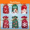 Christmas Gift Bag With Drawstring Ribbon Santa Print For Holiday Packaging