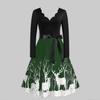 Christmas Print Sequin Patchwork Long Sleeve Dress Deer Skater Party Dresses