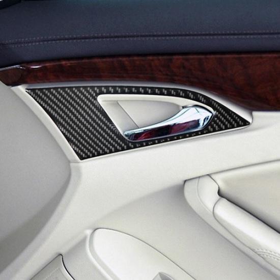 Carbon Fiber Interior Front Door Handle Cover Trim For Cadillac CTS Sedan/Wagon