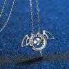 Real Moissanite Necklace Brilliant Diamond Bat Evil Devil Pendant Necklaces For Women Men Anniversary Gift Fine Jewelry