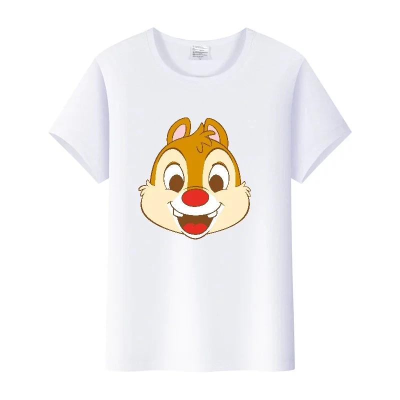 Casual Cartoon Chip 'n' Dale Graphic t-shirt Summer Blouses White Tees Clothes Y2K Tshirt Oversized Tops Unisex