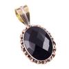 Pendente Bicolore in Argento Sterling Massiccio 925 con Pietra Preziosa Onice Nero Naturale 1,25" P2q08