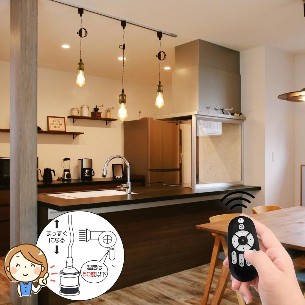 LVWIT Pendant Light, E26 Base, with LED Bulb, Dimmable, Color Adjustable, 6W Power Consumption, Remote Control, for Wired Duct Rails, Ceiling Light,