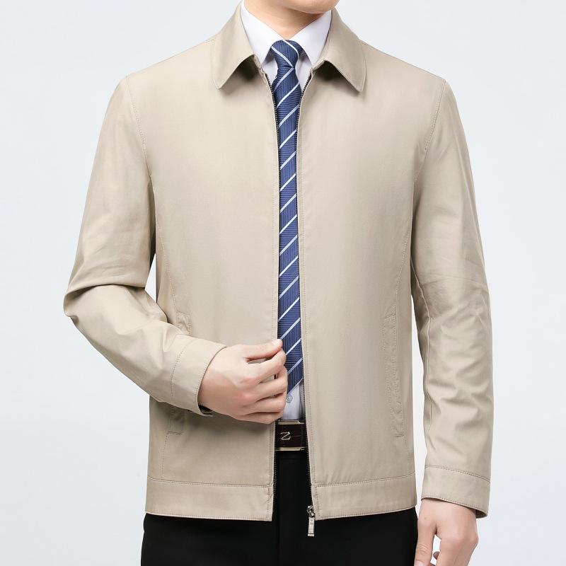 

Весенне-осенняя куртка высокого класса, мужская, для среднего возраста, хлопковая, свободного кроя, с лацканами, мужская, повседневная, для папы, деловая куртка, топ 195