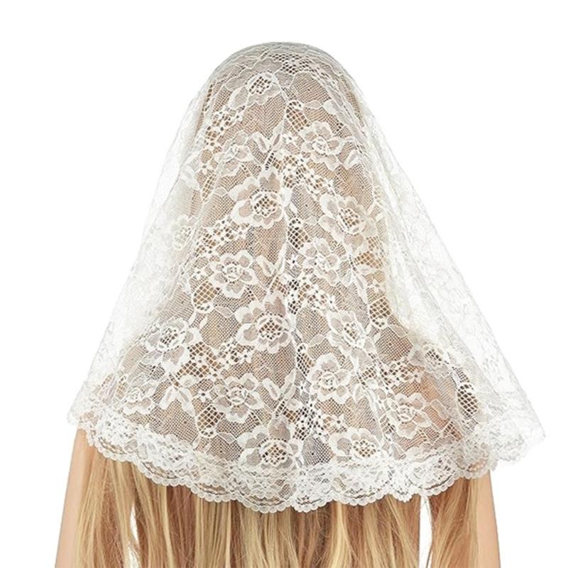 Bridal Veil Bride Elaborate Flower Lace Mantilla Short Bachelorette Party Bride Veil Party Head Scarf Head Covering