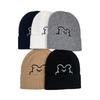 Winter Bear Embroidery Cartoon Wool Hat Versatile Warm Fashion Pullover Cold Hat Knitted Hat