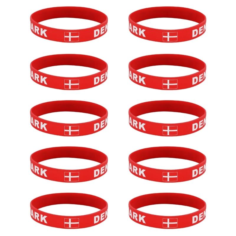 Set Of 10 Piece Vibrant Silicone Wristbands With 2026 Sports Event Country Flags Ideal For Gifts And Parties