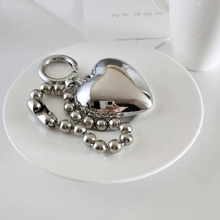 Heart Keychain Heart Bag Pendant Alloy Material Beads Chain Keyrings Keys Holder