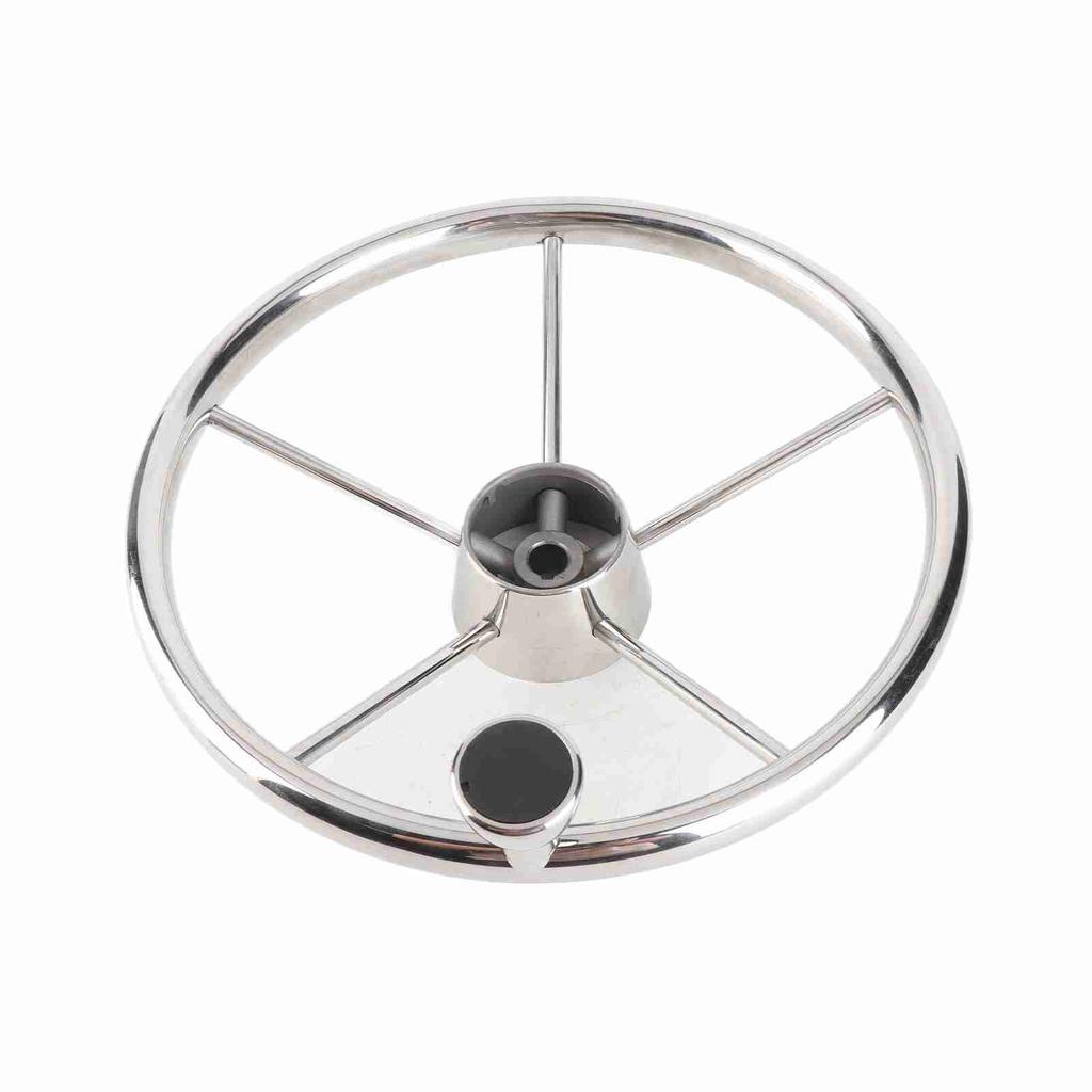 13.5in 5 Spoke Steering Wheel with Knob Stainless Steel Universal Marine Boat Accessories