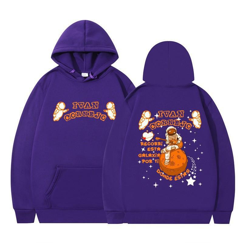 Unisex Hooded Sweatshirt With Astronaut Print Loose Fit Casual Sportswear Men Women Teens