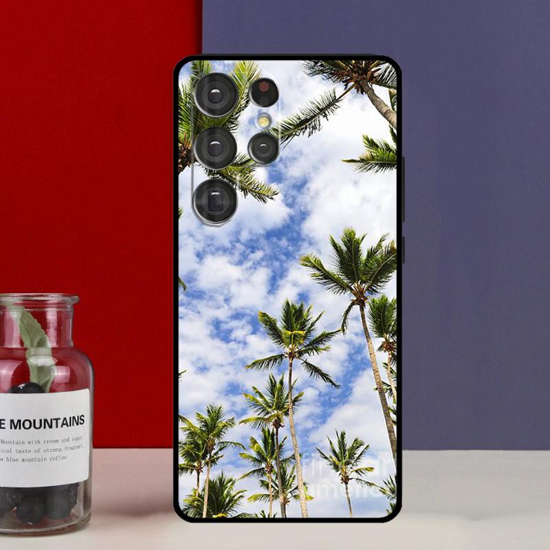 sunset palm trees Funda Case For Samsung Galaxy S25 Ultra S9 S10 S20 S21 FE S22 S23 Plus S24 Ultra Phone Cover