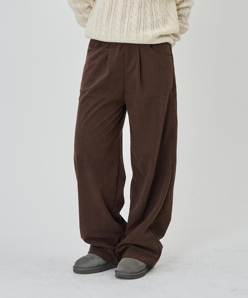 THE-ABON Corduroy Elastic Long Pants Beige