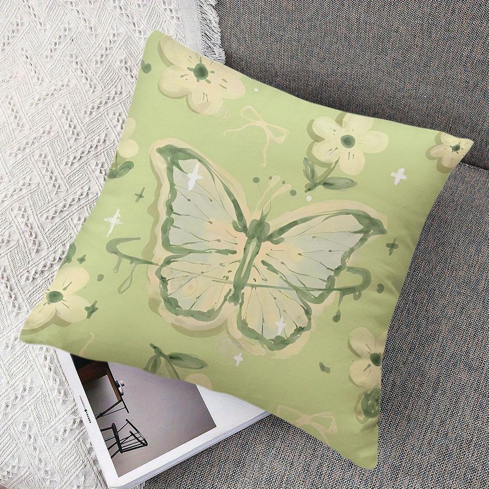 Moss Butterfly Square Jacquard Pillow Cover for Sofa Office Waist Cushion Cover Home Decorative Pillowcase
