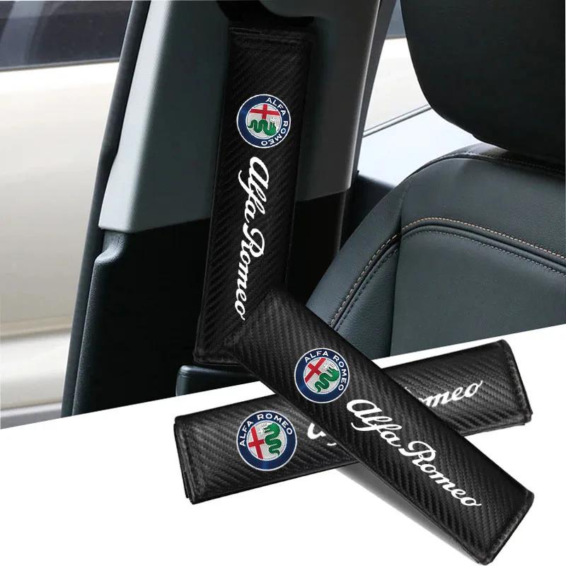 Car Stickers For Alfa Romeo Car Seat Belt Shoulder Protector Cover Pad For Alfa Romeo STELVIO Giulia 159 Giulietta 147 Mito 156