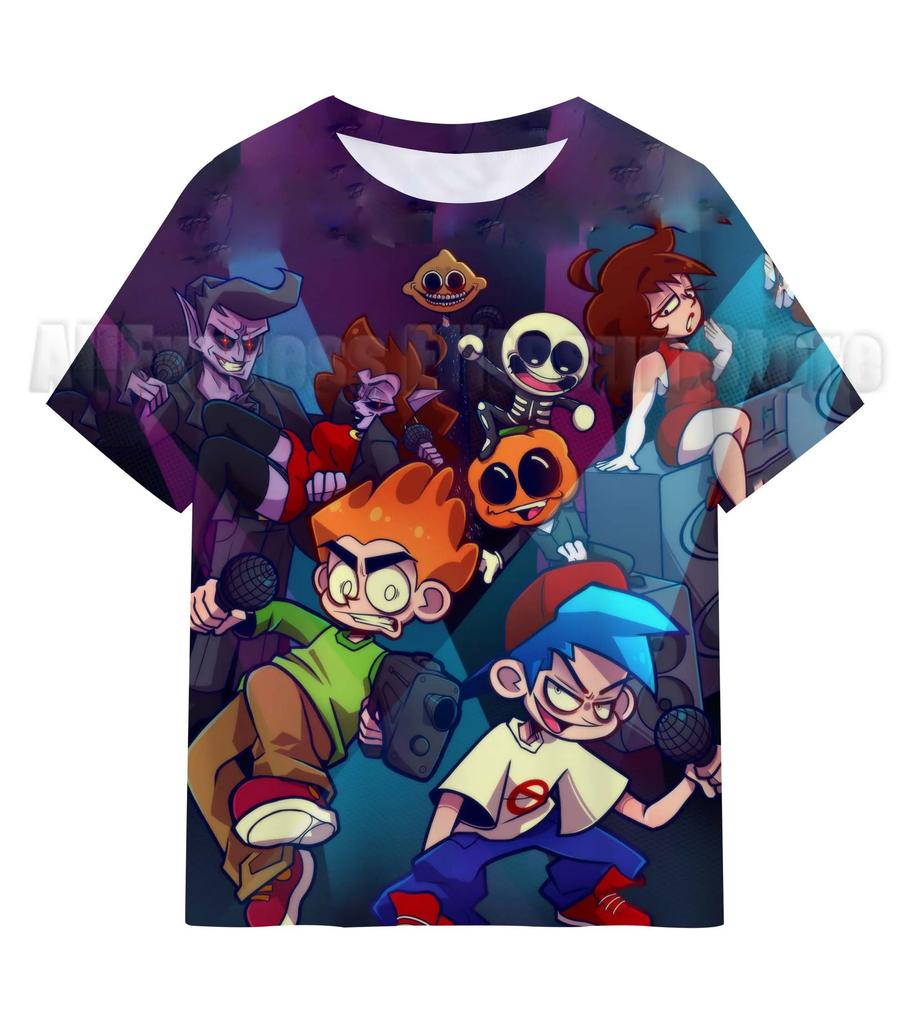 Friday Night Funkin 3D T Shirts Kids Children Game T-shirts Boys Girls Cartoon Anime Tshirts Summer Toddler Tee Streetwear