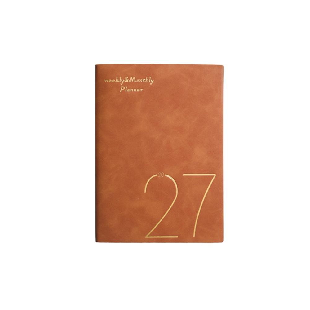 PU Leather Cover 2027 Planner Notebooks Wear-resistant Daily/Weekly/Monthly Agenda Book  School