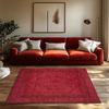 Red Bohemian Area Rug, Ethnic Pattern Non-Slip Carpet, Cozy Living Room Mat for Natural Home Decor