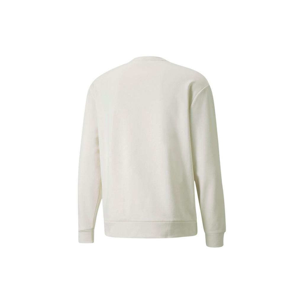 Men's PUMA Winterized Crew Logo Solid Color Fleece Lined Sports Knit Round Neck Pullover White 846545-73