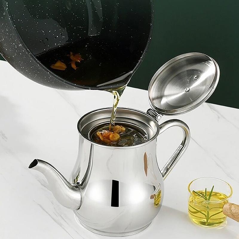 Filter Oil Pot Stainless Steel Household Leak-Proof Wine Pot Pouring Oil Bottle Seasoning Tank Kitchen Supplies Oz Pot Oil Tank