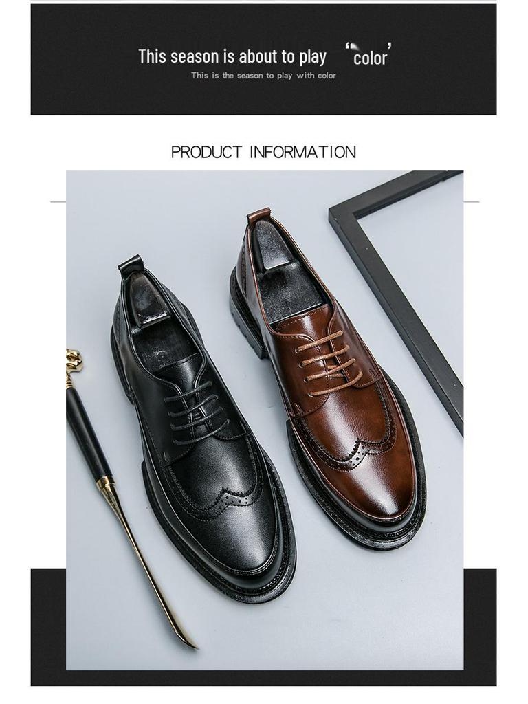 Pánské formální kožené brogue boty v korejském stylu na svatby a pro podnikání