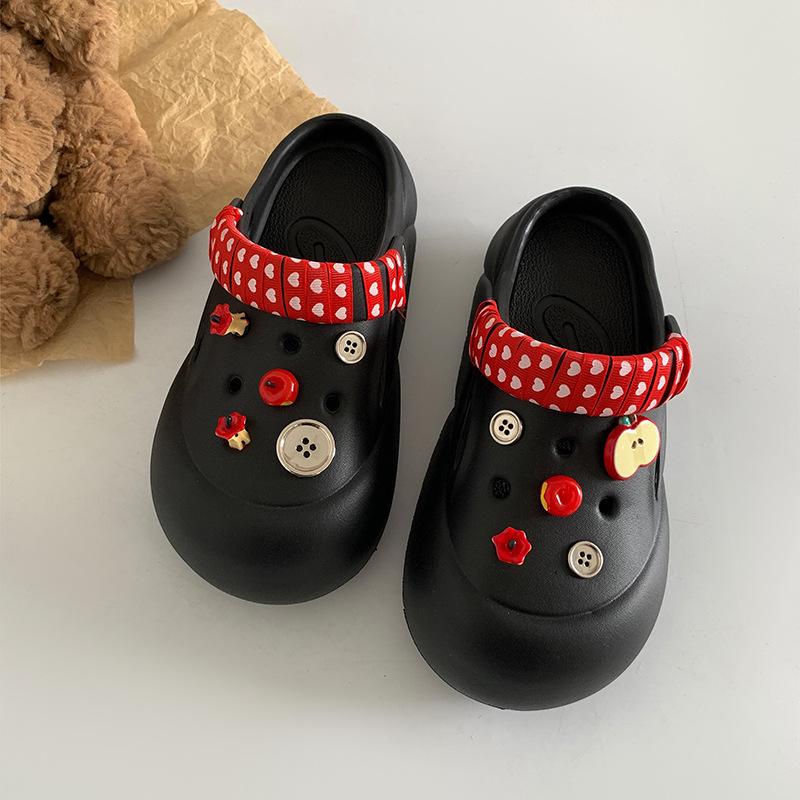 Fashion Women Fashion Clogs Indoor Street Slippers Cute DIY Apple Summer Autumn Platform Shoes Soft EVA Female Daily Walking Sandals