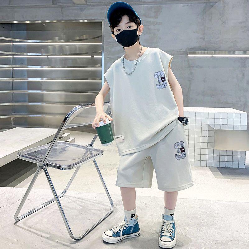 Boys' 2024 Cool Summer Sleeveless Vest Suits - Stylish Street Sportswear for Kids