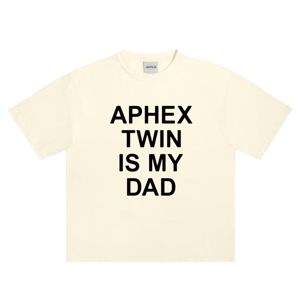 Punk Aphex Twin Print TShirt Oversized Mens Hip Hop Streetwear Harajuku Clothing Goth Letter Short Sleeve Tops Cotton Tees Y2k