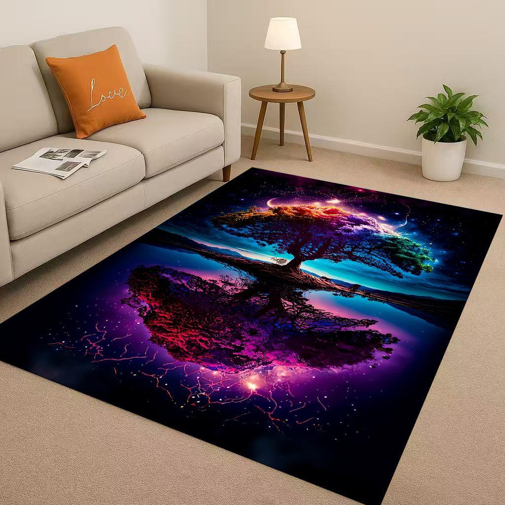 HD Colorful Tree of Life Yggdrasil Celtic Rune Living Room Non-Slip Area Rug Carpet for Bedroom Playroom Sofa,Home Decor Doormat