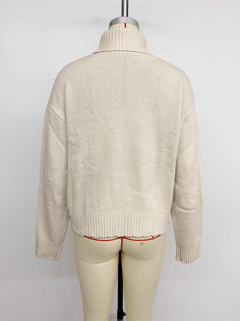 Baifen Zhi Yi Women's Retro Fair Isle Turtleneck Sweater - Autumn/Winter 2026
