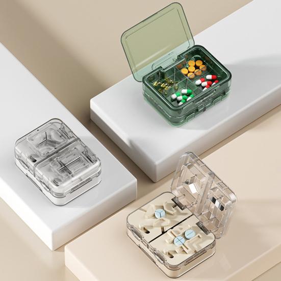 Multi-purpose Pill Cutter with Storage Compartment Double Layers Pill Splitter