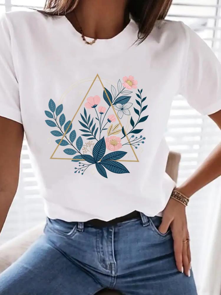 (Asian Size) Tee Top love heart trend 90s Women Clothing T Shirt Woman Print Fashion Female Short Sleeve Graphic T-shirts