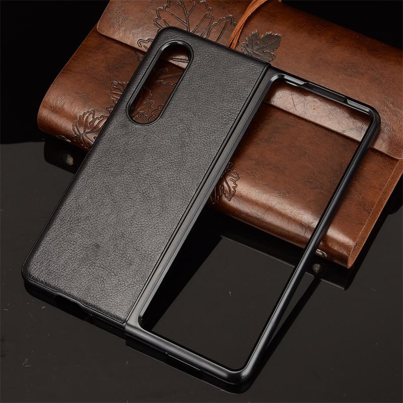 Suitable for Samsung Galaxy Z Fold4 5G Phone Case, Lychee Leather Pattern Protective Cover, Hard Shell Zfold 4th Generation Case