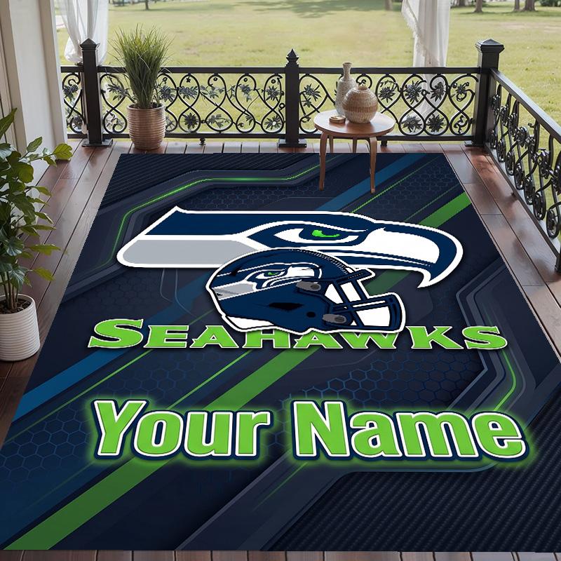 Custom Text Printed Rug Seattle Seahawks Non Slip Floor Carpet For Home Room Decor