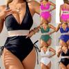 Solid Color High-Waisted Womens One-Piece Swimsuit With Padded Bust Support Backless Design