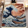 Wave Flannel Throw Blanket Japanese Ukiyo-e Art Print Soft Lightweight All Season Cozy Decorative Cover for Home Travel Gift
