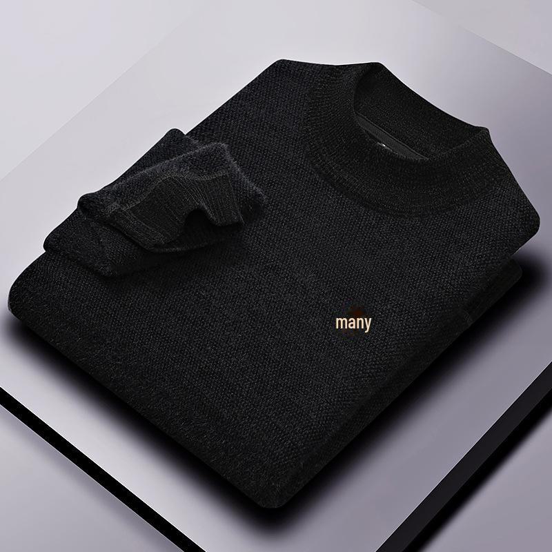 Men's Chenille Embroidered Thick Plush Half-Turtleneck Fleece Sweater