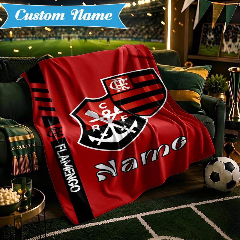 Custom Name Black Crest Flamengo Blanket Lightweight Ideal Bedding Blanket Perfect for Travel, Camping, Living Rooms, Sofas, Christmas gift