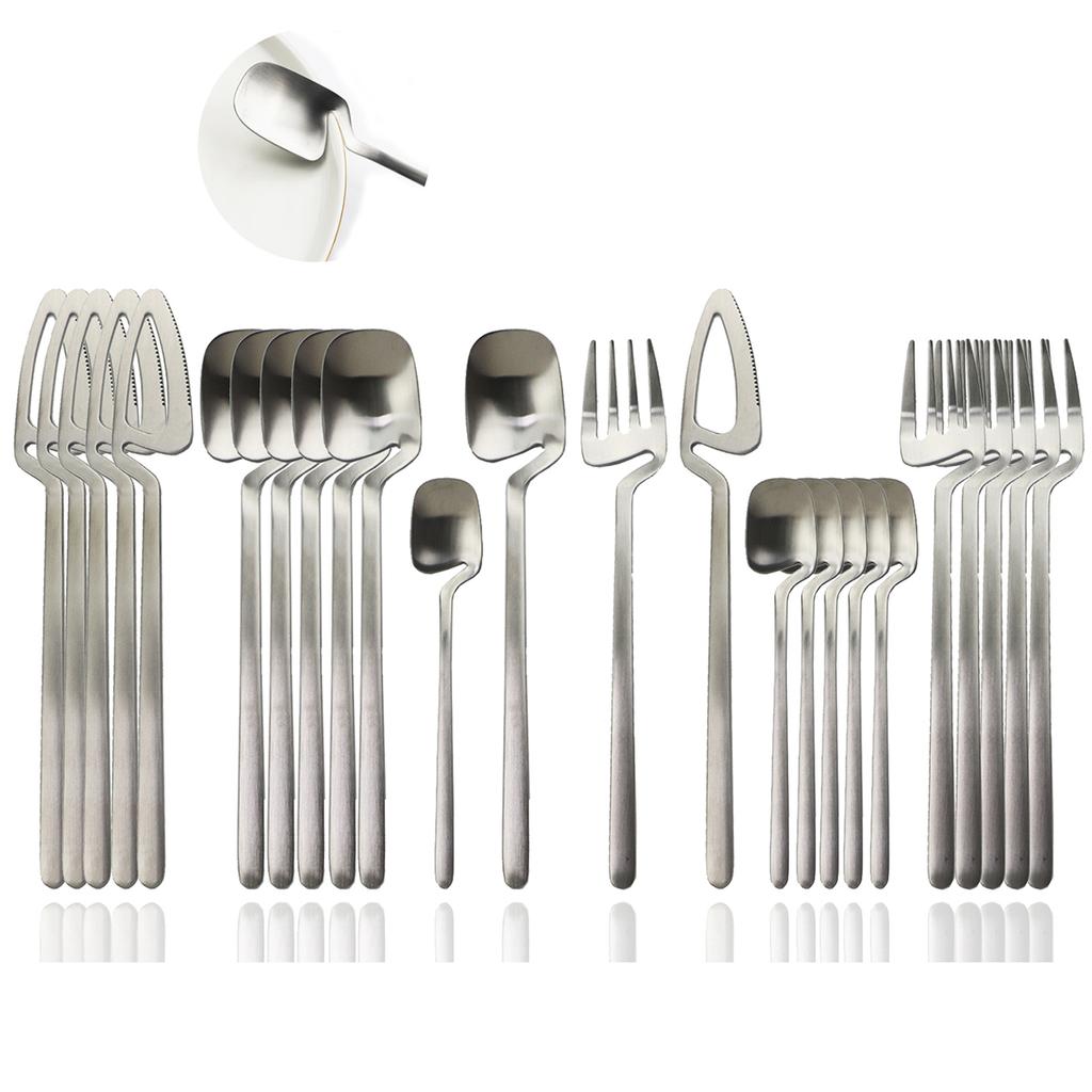 Silverware Set Satin Finish 24-Piece Stainless Steel Flatware Set Kitchen Utensil Set Service for 6 Dishwasher Safe
