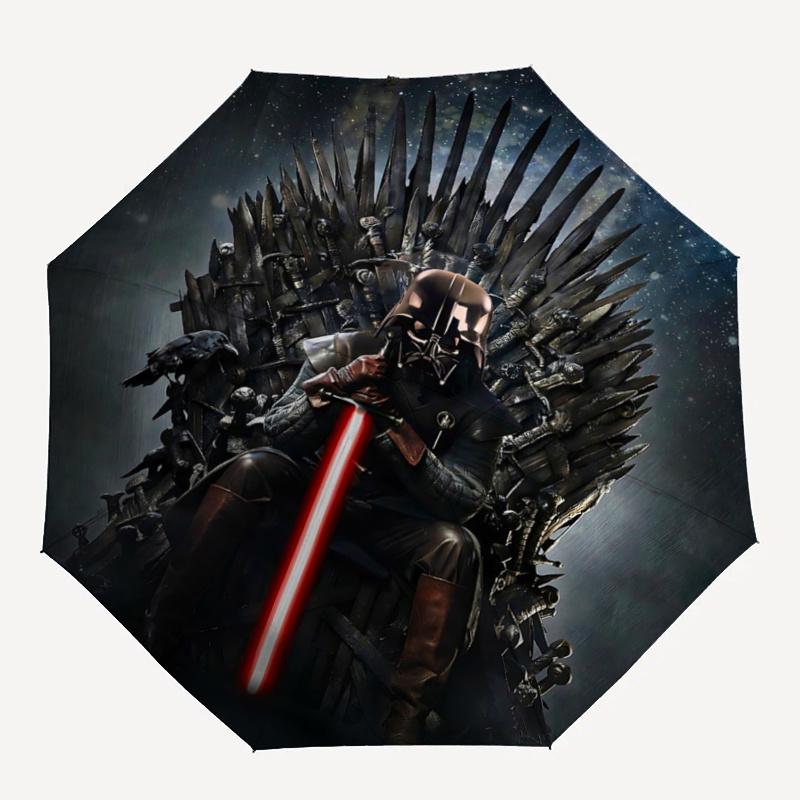 1pc Star Wars Darth Vader Iron Throne Cartoon Umbrella, Portable 3-Fold Compact Umbrella, Suitable for Camping, Hiking and Travel, Ideal Easter Birthd