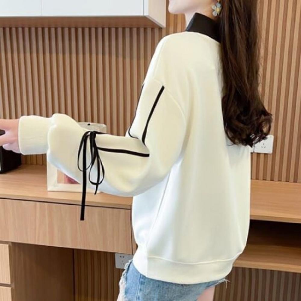 Navava Long Sleeve Ribbon Point Collar Sweatshirt Nt2287
