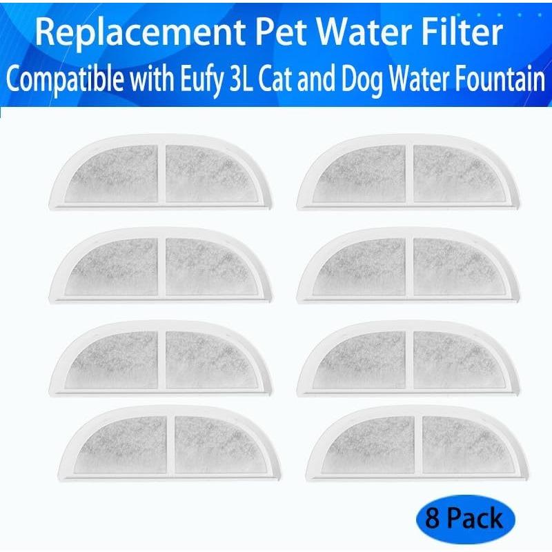Комплект сменных фильтров для eufy 3L Автоматической поилки для кошек и собак из нержавеющей стали, Запасные части (8 шт)