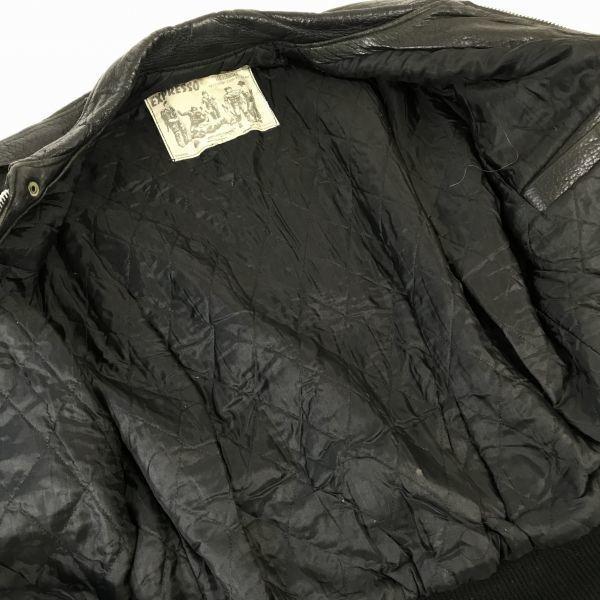 EXPRESSO Made in France Genuine Leather Flight Jacket Black Men’s ML Outerwear(USED)