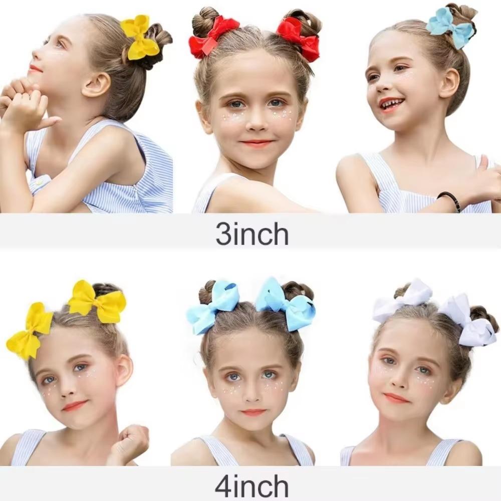 3/4/6/8inch  Boutique Handmade Colorful Solid Ribbon Grosgrain Hair Bow with Clips for Kids Girls Hair Accessories