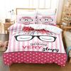 Pink Romantic Theme Duvet Cover Set King Queen Size Kawaii Cute Cartoon Yellow Crown Pink For Girls Women Polyester Bedding Set