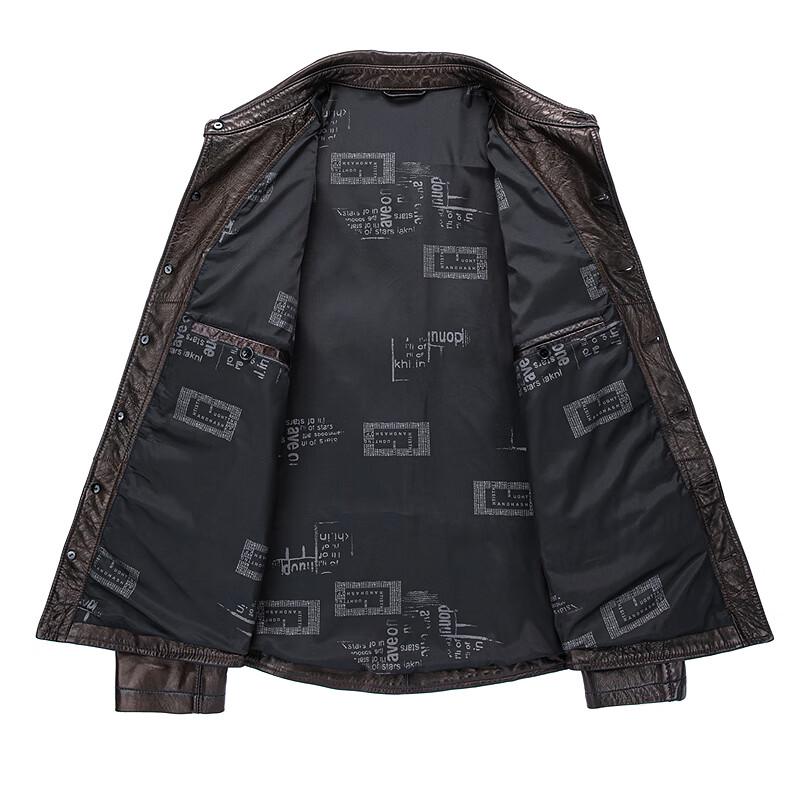 FAPAI Men's 100% Sheepskin Casual Lapel Leather Jacket