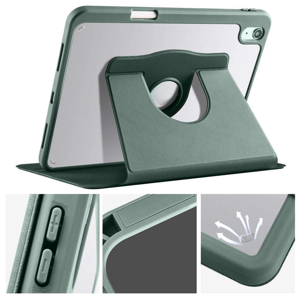 For iPad Air 13 (2025)/(2024) Case with Pen Holder PU Leather+Acrylic Rotating Stand Tablet Cover